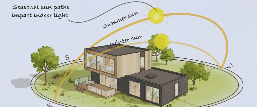 Sunlight falling on house exterior