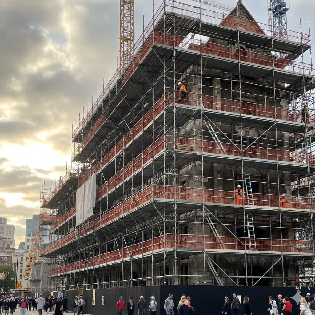 Bamboo scaffolding (low cost, traditional)